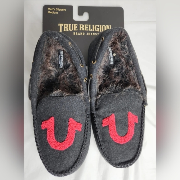 True Religion | Shoes | True Religion Logo Fur Lined Moccasins Slippers ...